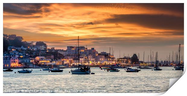 Cowes Week Sunset Panorama Print by Wight Landscapes