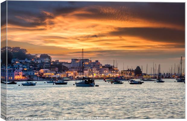 Cowes Week Sunset Canvas Print by Wight Landscapes
