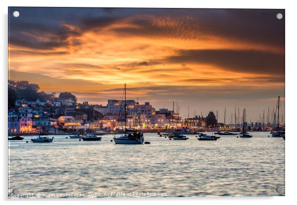 Cowes Week Sunset Acrylic by Wight Landscapes