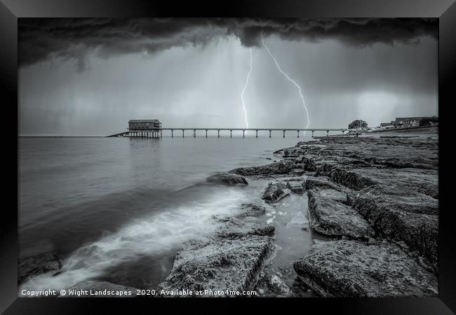 Lightning at Bembridge Lifeboat Station Framed Print by Wight Landscapes