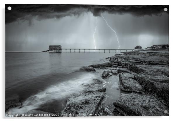 Lightning at Bembridge Lifeboat Station Acrylic by Wight Landscapes