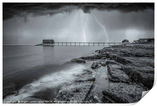 Lightning at Bembridge Lifeboat Station Print by Wight Landscapes