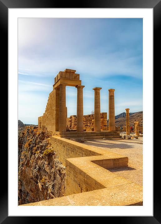 Rhodes Acropolis of Lindos Stoa of Psithyros Ruins Framed Mounted Print by Antony McAulay