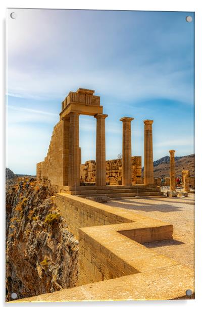 Rhodes Acropolis of Lindos Stoa of Psithyros Ruins Acrylic by Antony McAulay