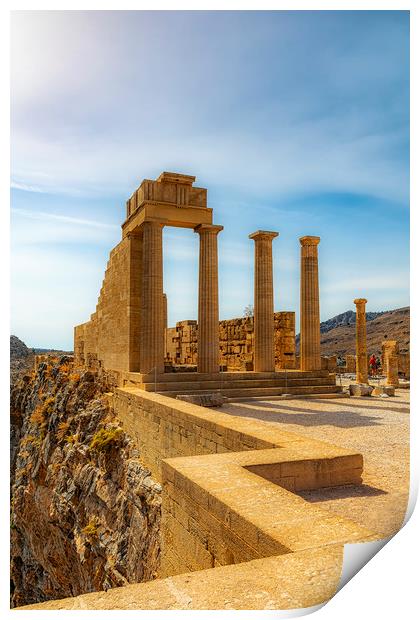 Rhodes Acropolis of Lindos Stoa of Psithyros Ruins Print by Antony McAulay