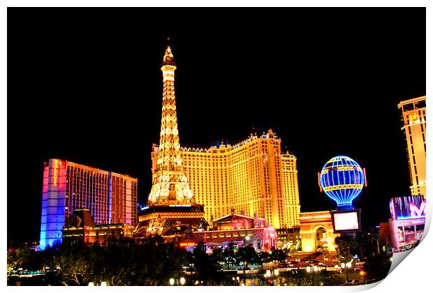 Paris Hotel Las Vegas United States of America Print by Andy Evans Photos