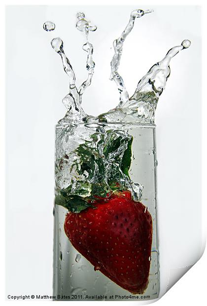 Strawberry Splash Print by Matthew Bates