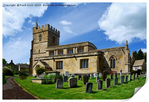 St Lawrence Church, Bourton-on-the-hill, Cotswolds Print by Frank Irwin