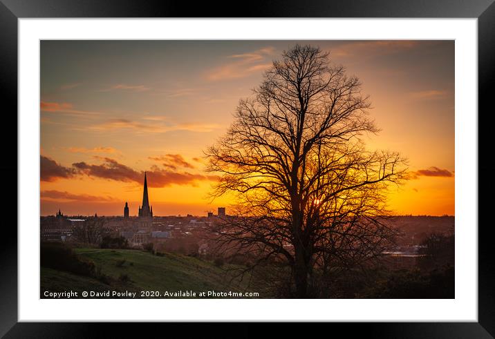 Sunset over Norwich Framed Mounted Print by David Powley