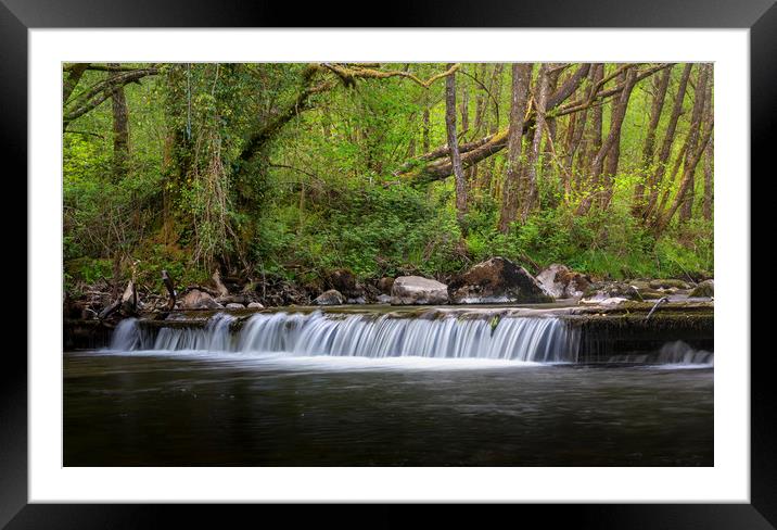 The weir on the Afon Twrch Framed Mounted Print by Leighton Collins