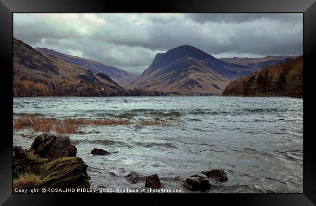 "Misty mountains , stormy lake" Framed Print by ROS RIDLEY