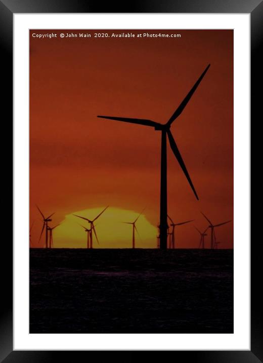 Windmills at Sunset  Framed Mounted Print by John Wain