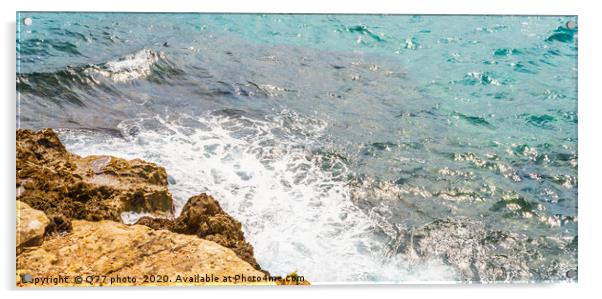 high cliff above the sea, summer sea background, m Acrylic by Q77 photo