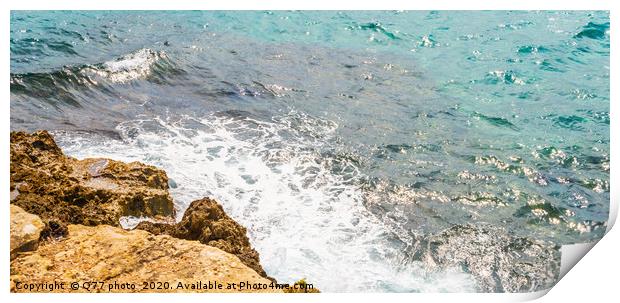 high cliff above the sea, summer sea background, m Print by Q77 photo