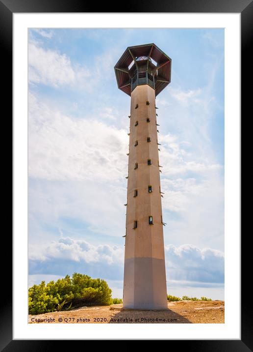 Lighthouse tower and blue summer sky, the safe ret Framed Mounted Print by Q77 photo