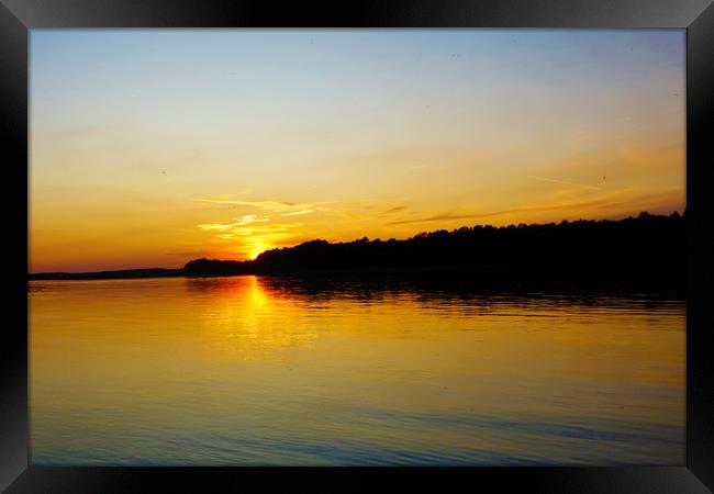 Irreversible sunset in the Danube Meadow 1 Framed Print by liviu iordache