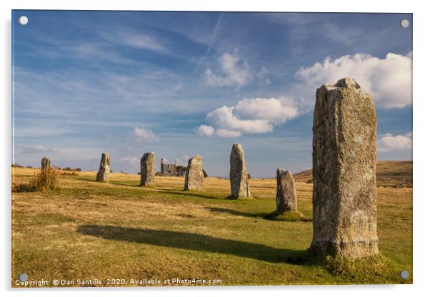 The Hurlers, Minions, Bodmin Moor, Cornwall Acrylic by Dan Santillo