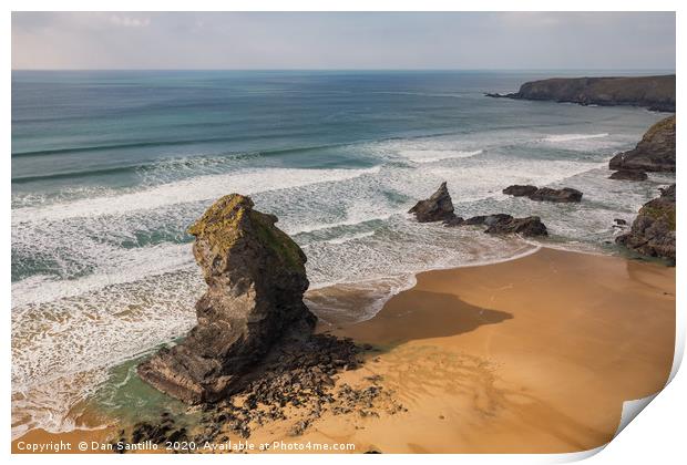 Carnewas and Bedruthan Steps, North Cornwall Print by Dan Santillo