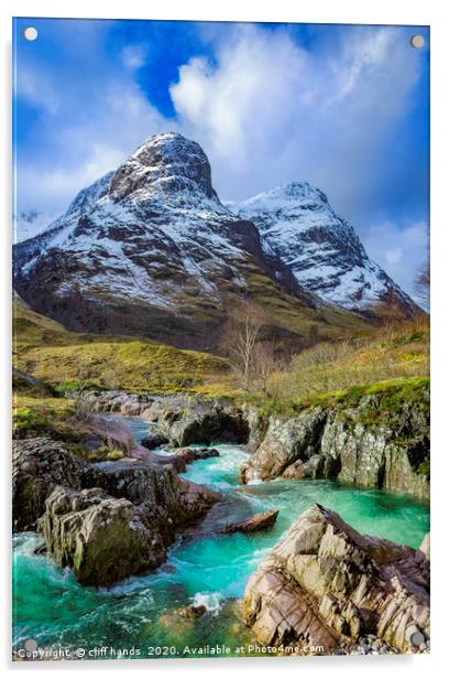 River coe, glencoe, highlands, scotland. Acrylic by Scotland's Scenery