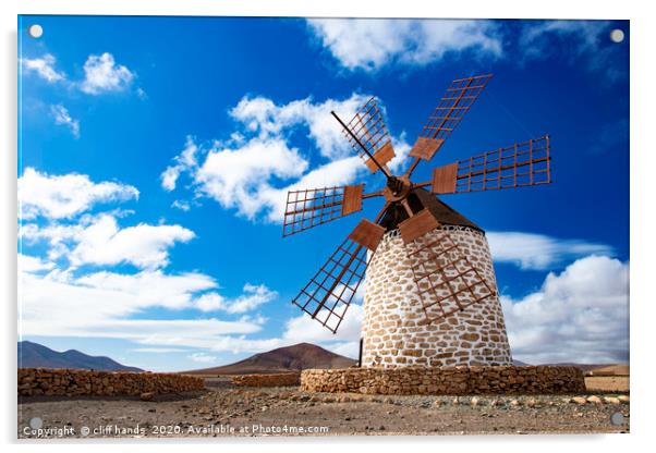 Tefia windmill, Fuerteventura, Canary islands. Acrylic by Scotland's Scenery
