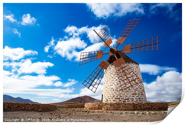 Tefia windmill, Fuerteventura, Canary islands. Print by Scotland's Scenery