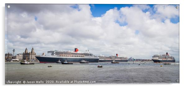 Queen Mary 2 leaving the Cunard 175 celebration Acrylic by Jason Wells