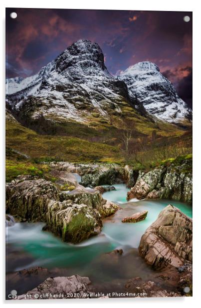 mountain scenery Glencoe, highlands, scotland, Uk. Acrylic by Scotland's Scenery