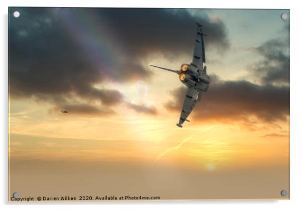RAF Typhoon at sunset Acrylic by Darren Wilkes