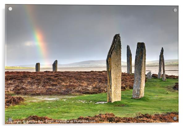 Rainbow over Ring of Brodgar Acrylic by Andrew Ray