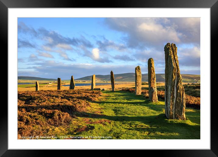 Late Light at the Ring of Brodgar Framed Mounted Print by Andrew Ray