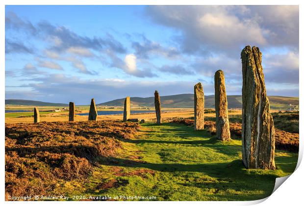 Late Light at the Ring of Brodgar Print by Andrew Ray