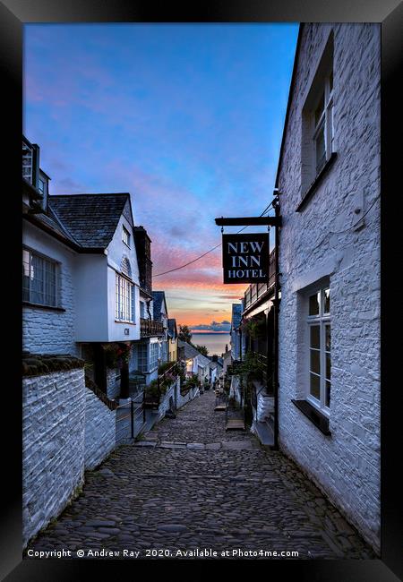 Clovelly at Sunrise Framed Print by Andrew Ray