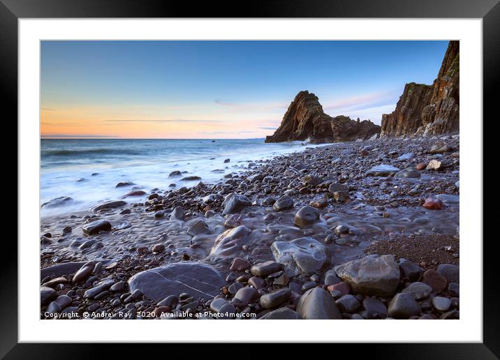 Stream on Mouthmill Beach Framed Mounted Print by Andrew Ray
