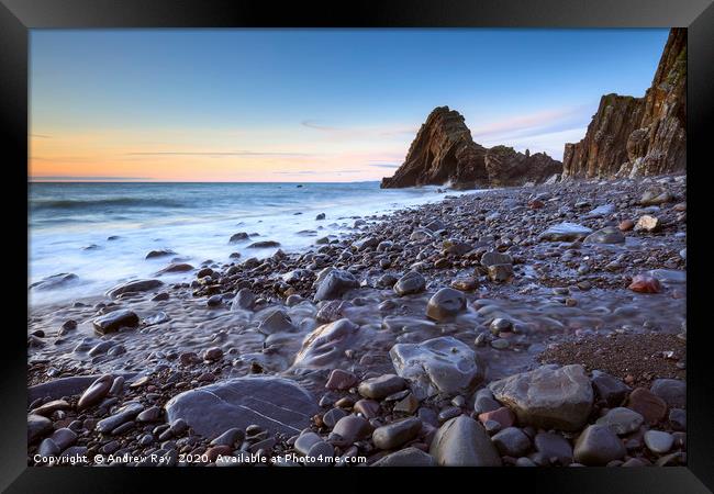 Stream on Mouthmill Beach Framed Print by Andrew Ray
