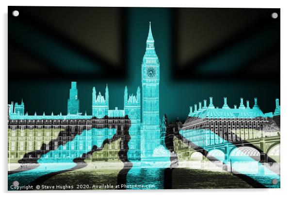 Big Ben and Palace of Westminster inverted Acrylic by Steve Hughes