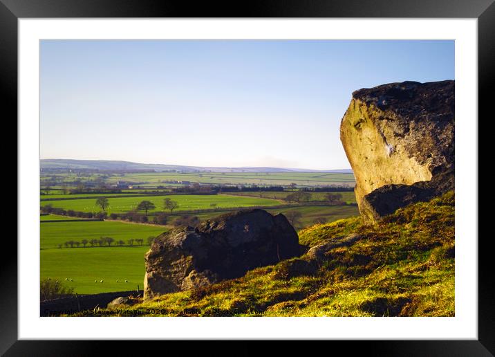 Almscliff Crag and Lower Wharfedale Framed Mounted Print by Steven Watson