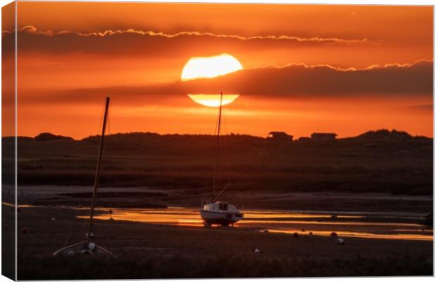 Sunset at Brancaster Staithe  Canvas Print by Gary Pearson