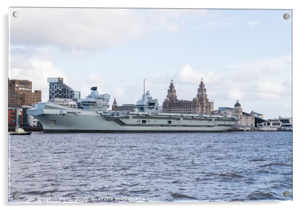HMS Prince of Wales in front of the Liverpool wate Acrylic by Jason Wells