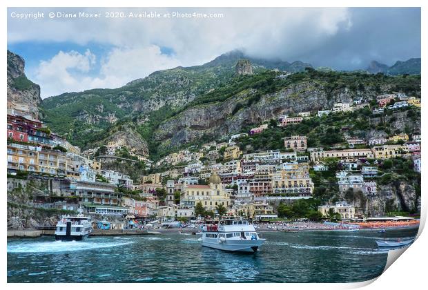 Positano Amalfi coast Italy Print by Diana Mower