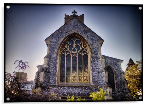 Golden Twilight at St Giles Church Acrylic by Rus Ki