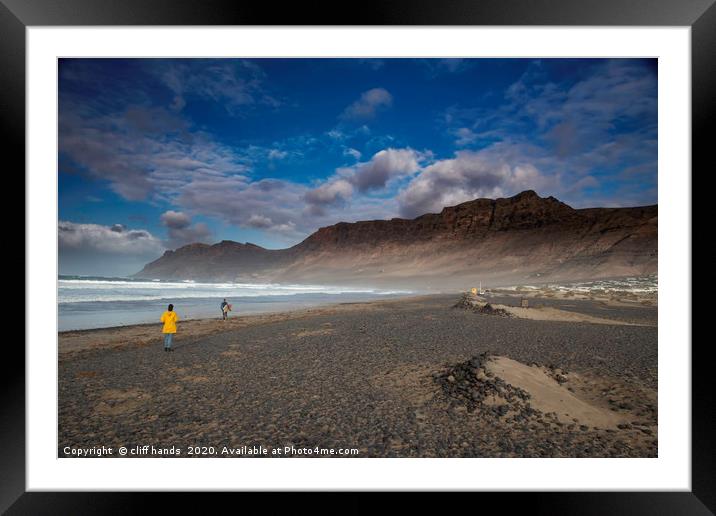 dramatic Famara Beach, Fuerteventura. Framed Mounted Print by Scotland's Scenery