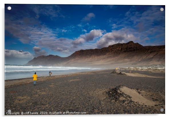 dramatic Famara Beach, Fuerteventura. Acrylic by Scotland's Scenery