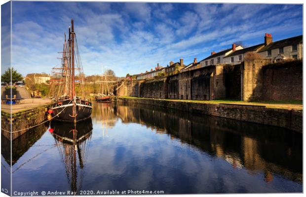 Tall Ships in Charlestown Dock Canvas Print by Andrew Ray