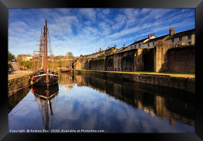Tall Ships in Charlestown Dock Framed Print by Andrew Ray
