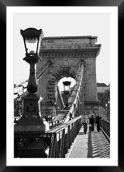 Széchenyi Chain Bridge, Budapest Framed Mounted Print by David Gardener
