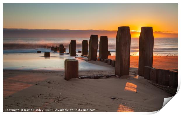 Sunrise on Walcott Beach Norfolk Print by David Powley