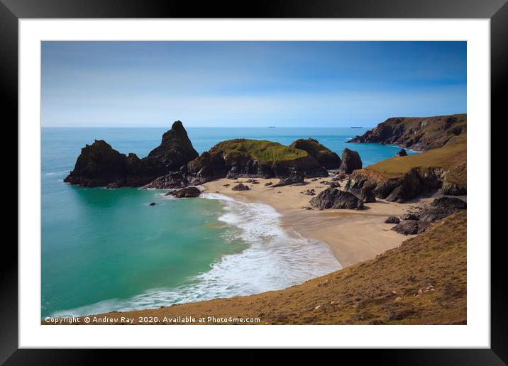 Low Tide at Kynance Cove Framed Mounted Print by Andrew Ray