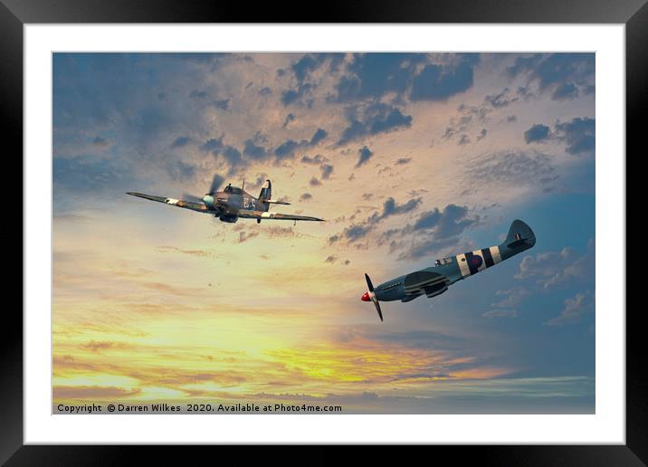 Spitfire and Hurricane  Framed Mounted Print by Darren Wilkes