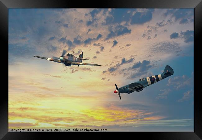 Spitfire and Hurricane  Framed Print by Darren Wilkes