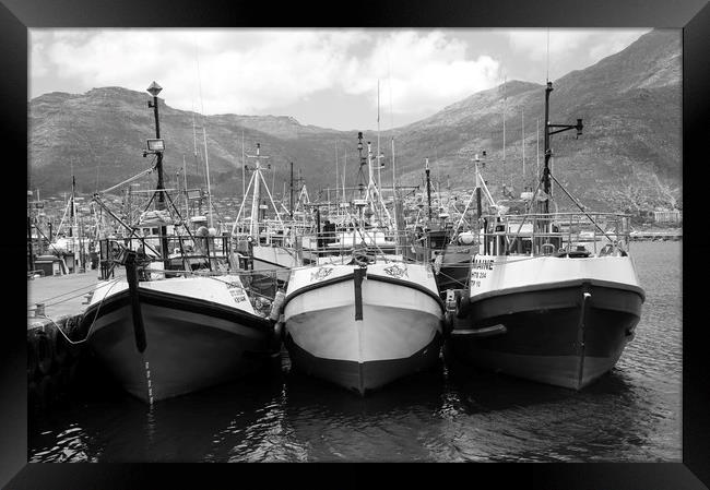 Fishing boats in the port, black&white Framed Print by Theo Spanellis